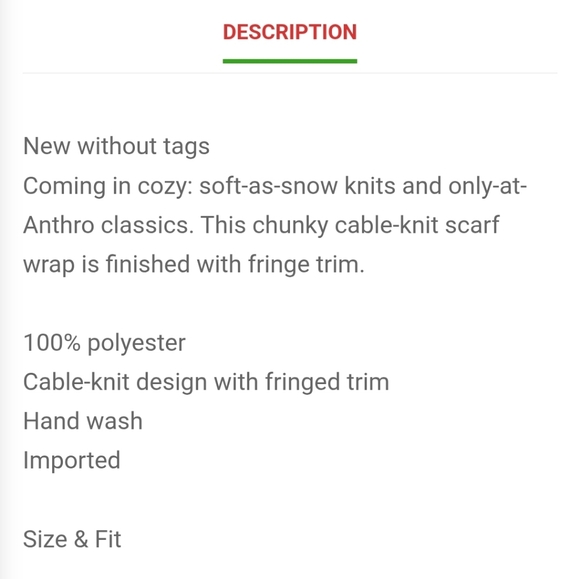 Anthropologie Cable Knit Scarf - Picture 3 of 3